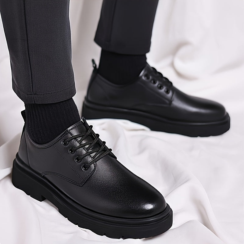 Kacob | Men's Leather Lace-Up Round Toe Shoes