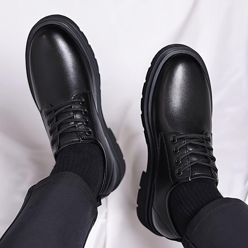 Kacob | Men's Leather Lace-Up Round Toe Shoes