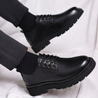 Kacob | Men's Leather Lace-Up Round Toe Shoes