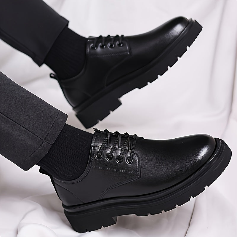 Kacob | Men's Leather Lace-Up Round Toe Shoes