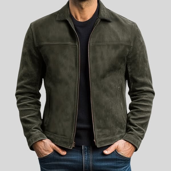 Kacob | Men's Leather Zip-Up Pocket Jacket
