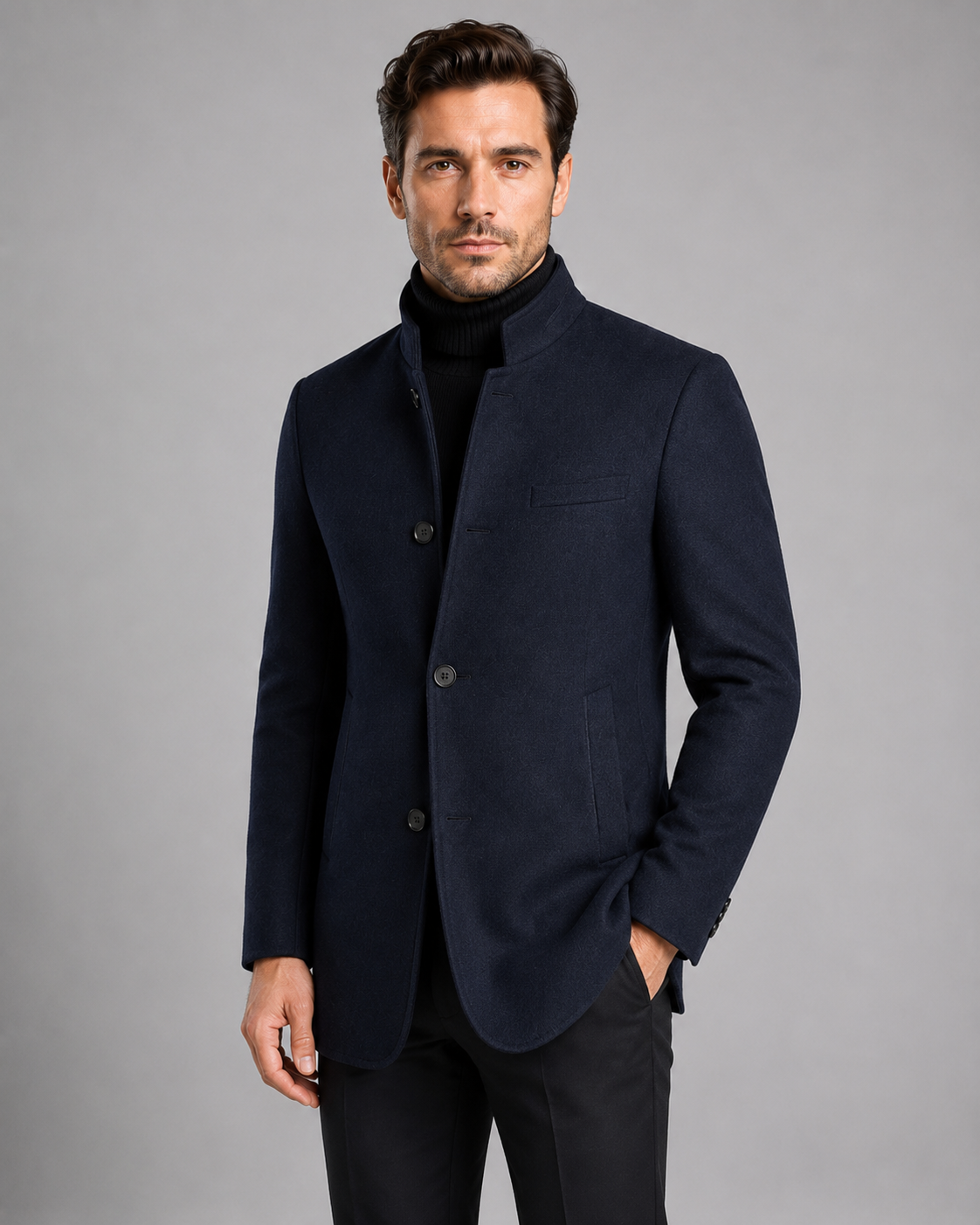 Kacob | Men's Mandarin Collar Blazer