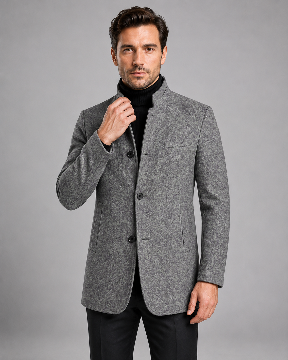 Kacob | Men's Mandarin Collar Blazer