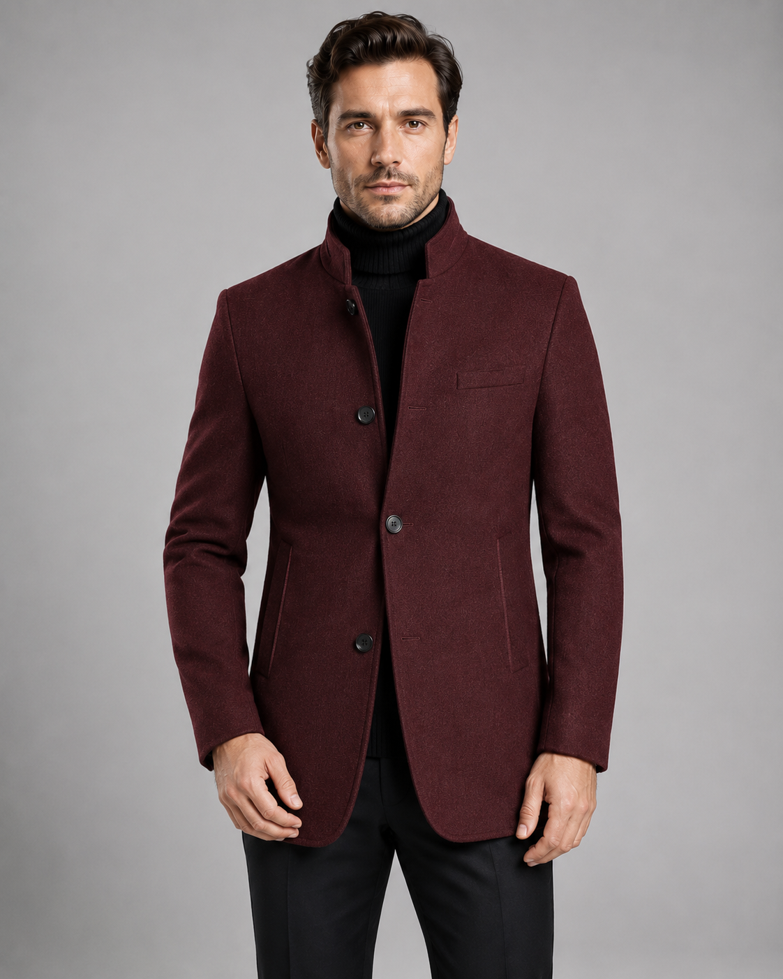 Kacob | Men's Mandarin Collar Blazer