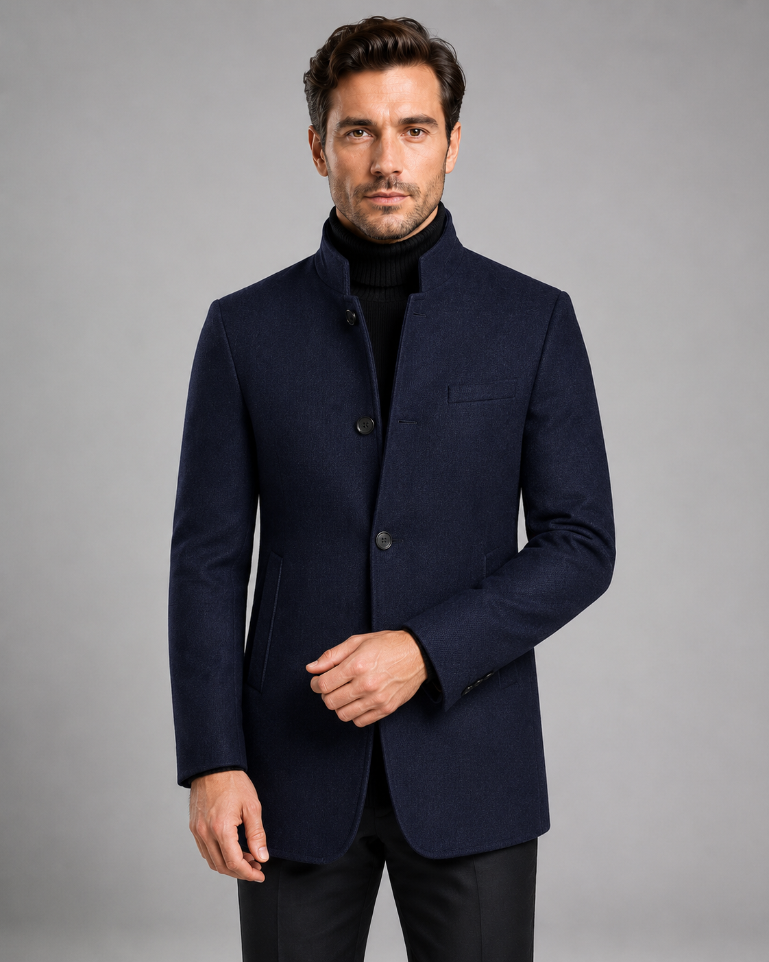 Kacob | Men's Mandarin Collar Blazer