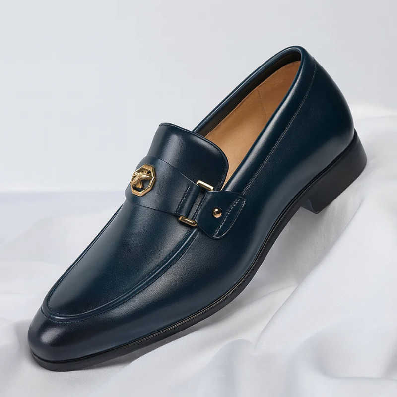 Men's Metal Trim Faux Leather Dress Loafers