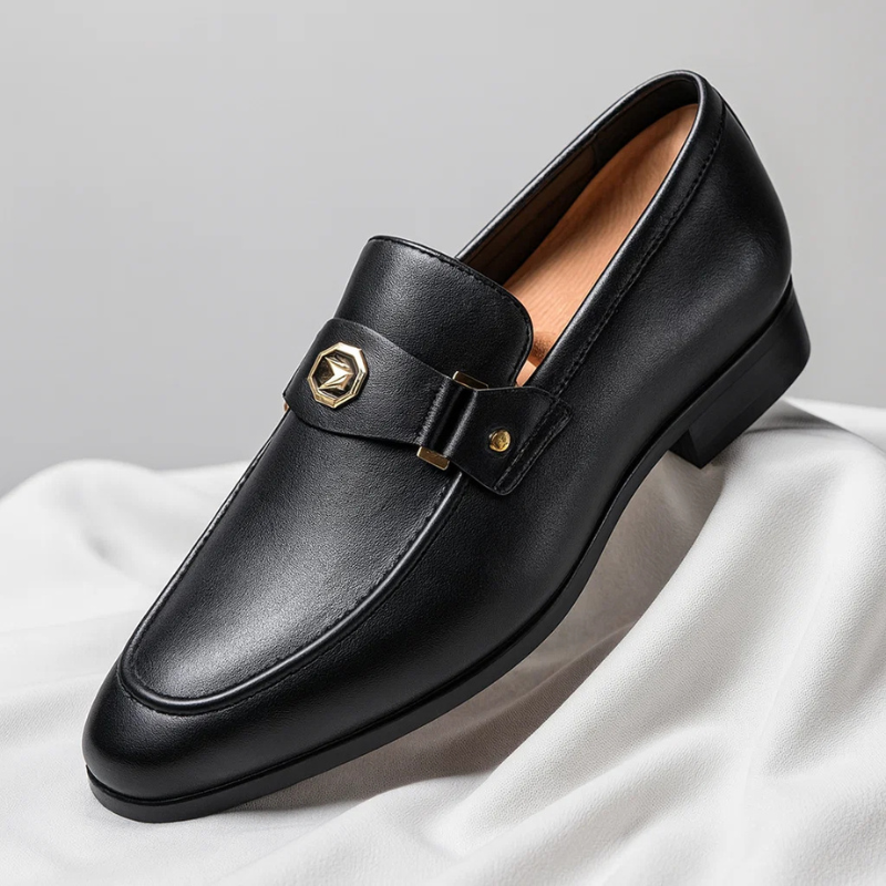 Men's Metal Trim Faux Leather Dress Loafers