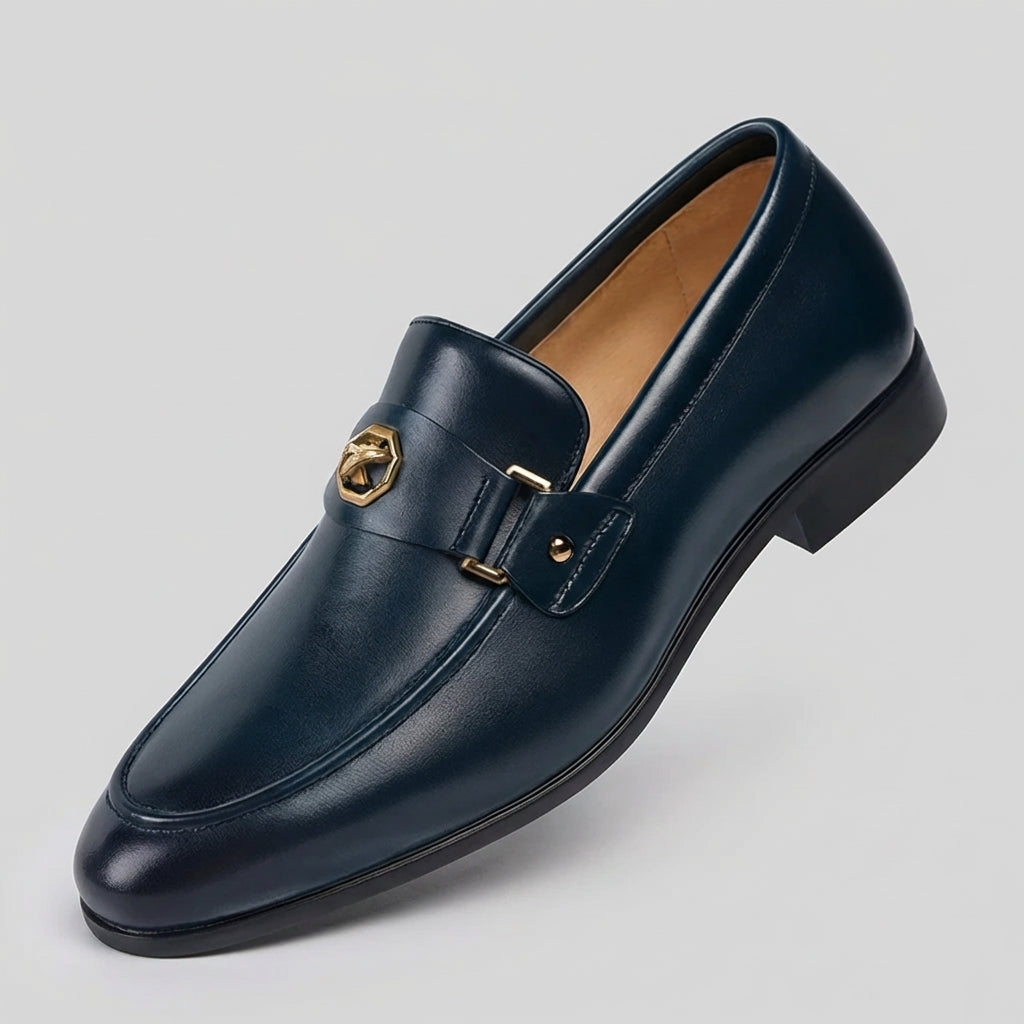 Men's Metal Trim Faux Leather Dress Loafers