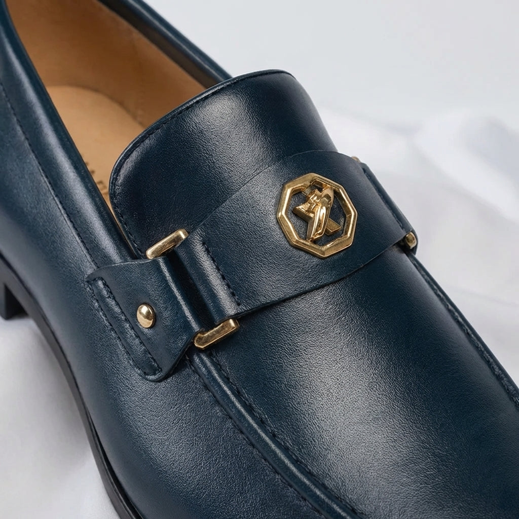 Men's Metal Trim Faux Leather Dress Loafers