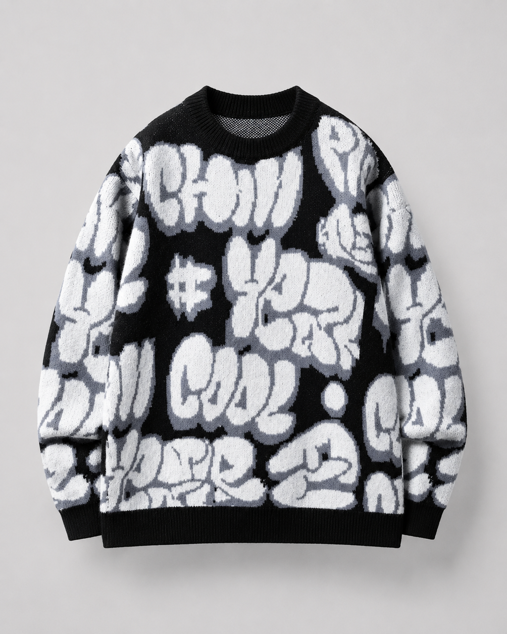 Kacob | Men's Oversized Drop Shoulder Graphic Knit Jumper