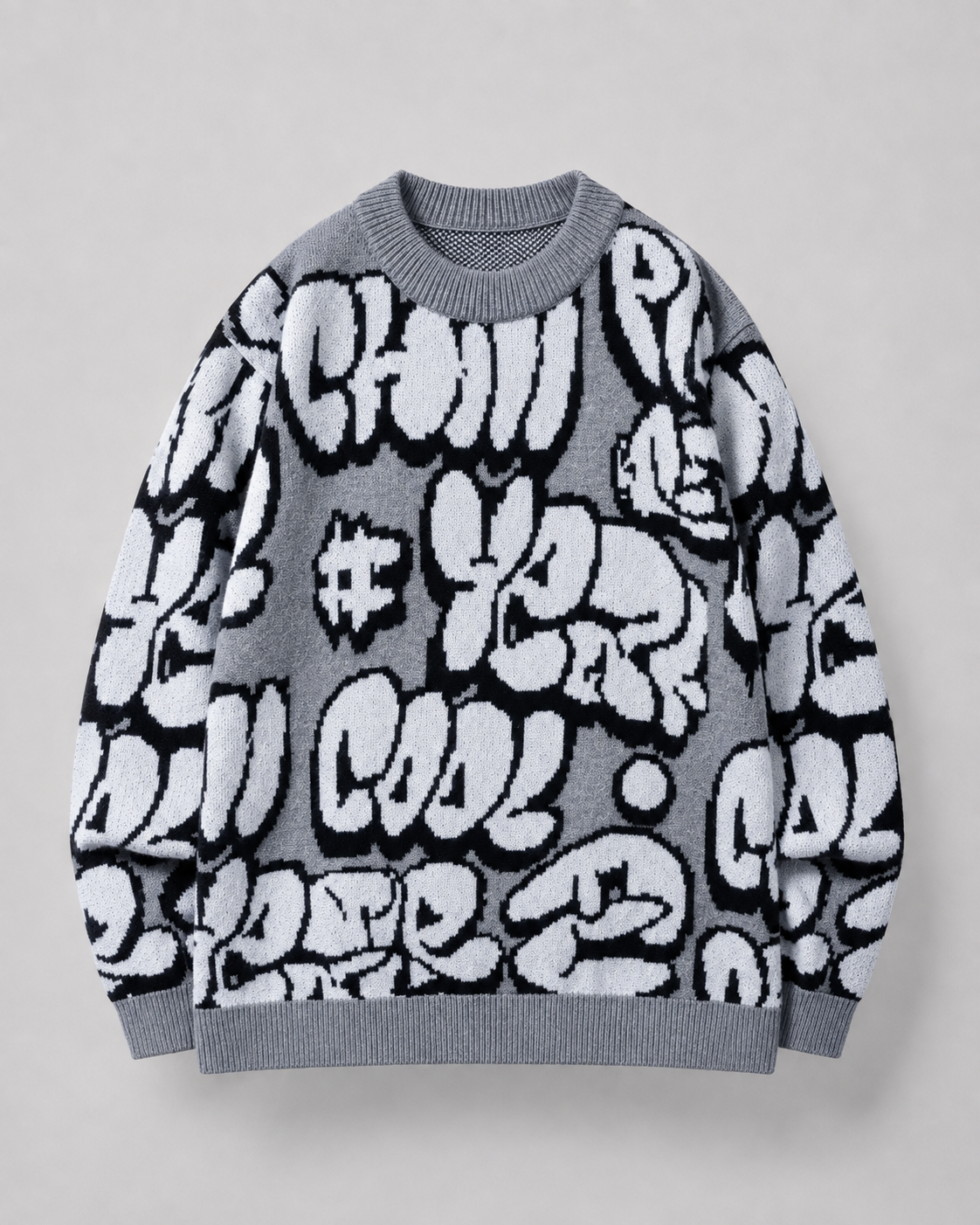 Kacob | Men's Oversized Drop Shoulder Graphic Knit Jumper