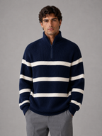 Kacob | Men's Oversized Striped Half Zip Jumper