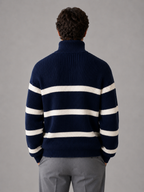 Kacob | Men's Oversized Striped Half Zip Jumper