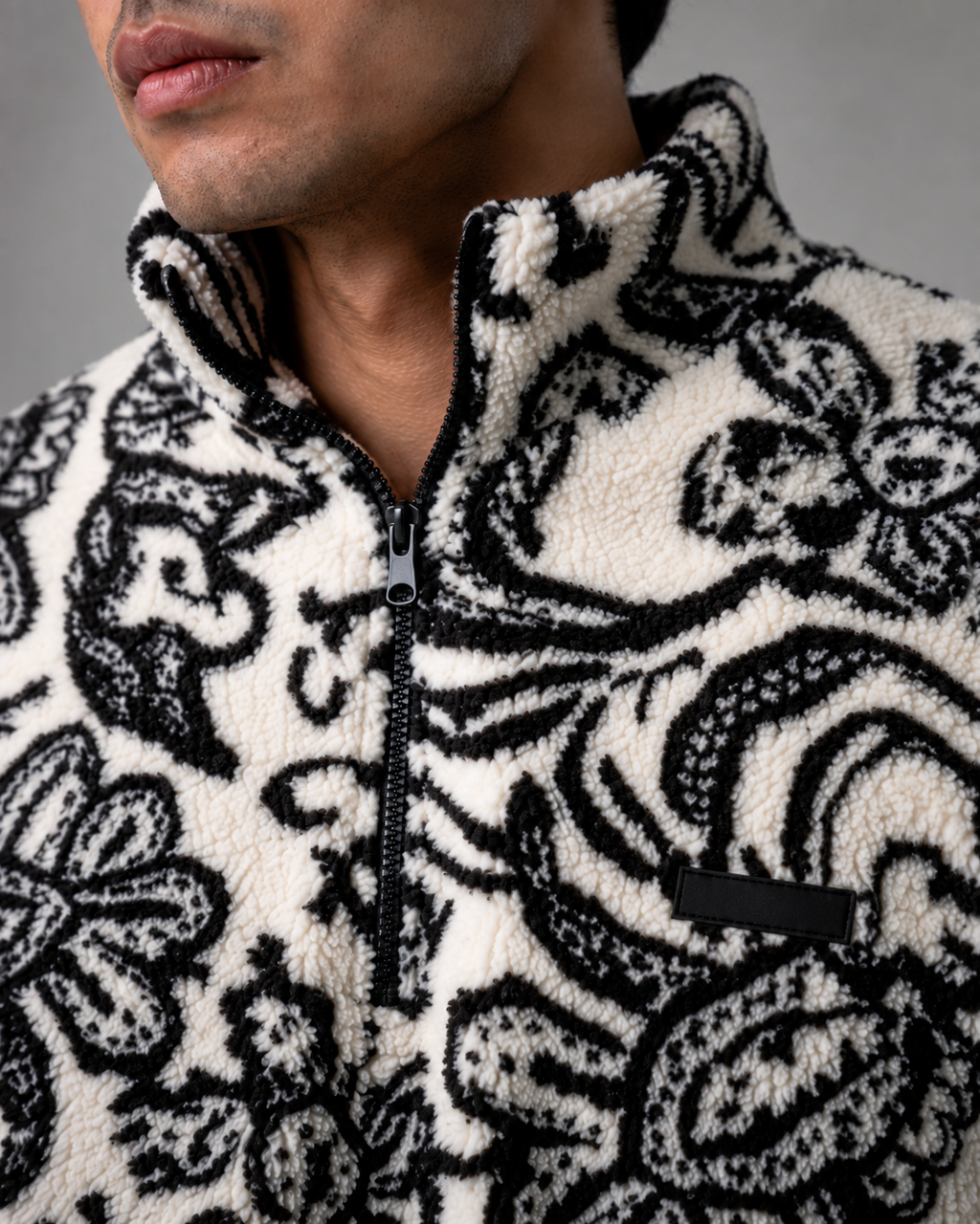 Kacob | Men's Patterned Quarter Zip Relaxed Pullover