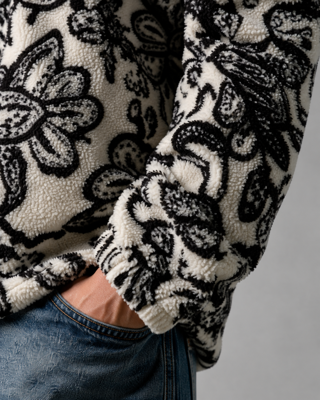 Kacob | Men's Patterned Quarter Zip Relaxed Pullover