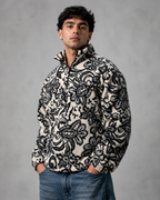 Kacob | Men's Patterned Quarter Zip Relaxed Pullover
