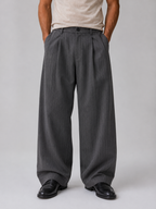 Kacob | Men's Pinstripe Wide Leg Tailored Trousers