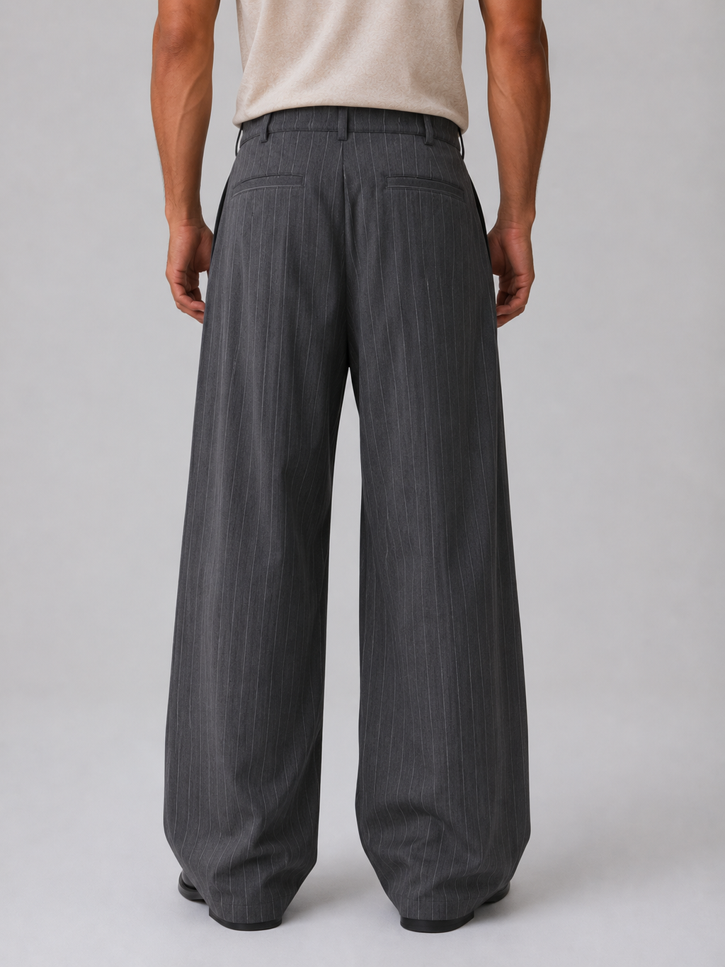 Kacob | Men's Pinstripe Wide Leg Tailored Trousers