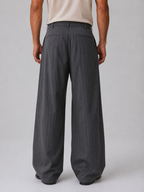 Kacob | Men's Pinstripe Wide Leg Tailored Trousers