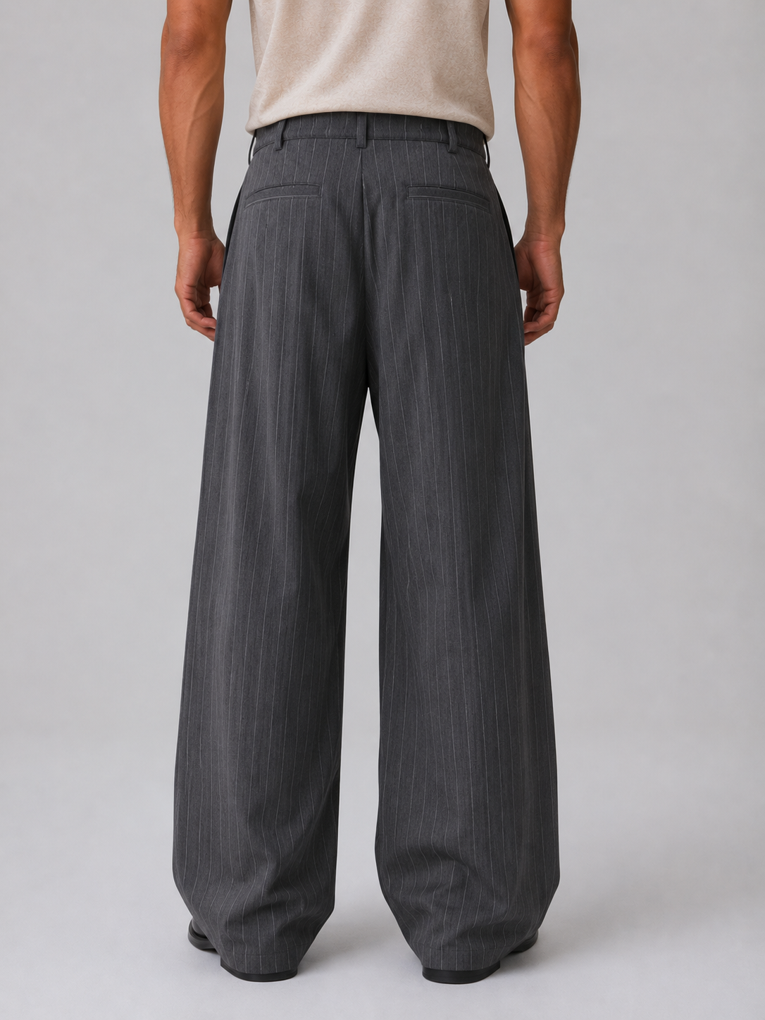 Kacob | Men's Pinstripe Wide Leg Tailored Trousers