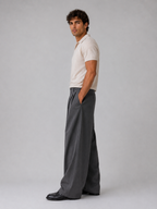 Kacob | Men's Pinstripe Wide Leg Tailored Trousers