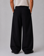 Kacob | Men's Pinstripe Wide Leg Tailored Trousers