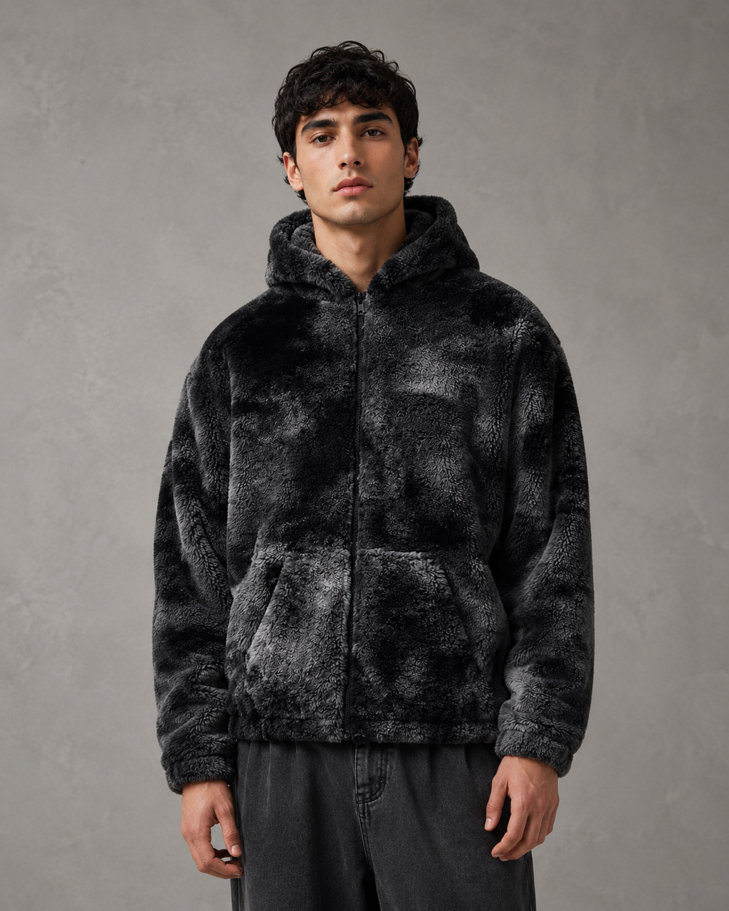 Kacob | Men's Plush Hooded Zip-Up Jacket