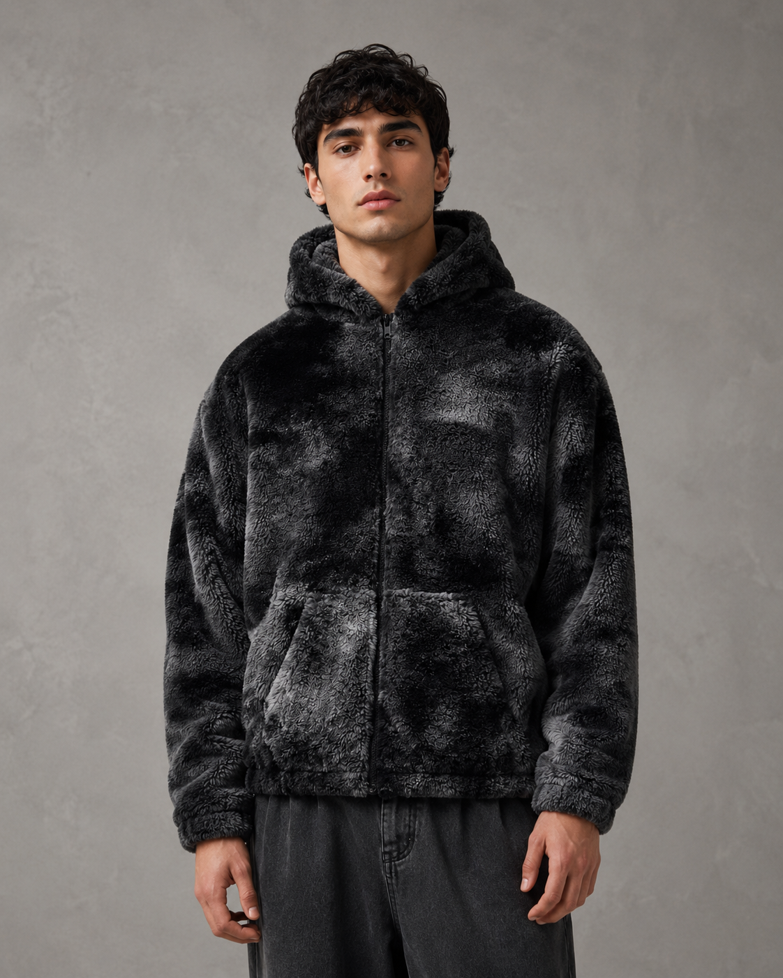 Kacob | Men's Plush Hooded Zip-Up Jacket