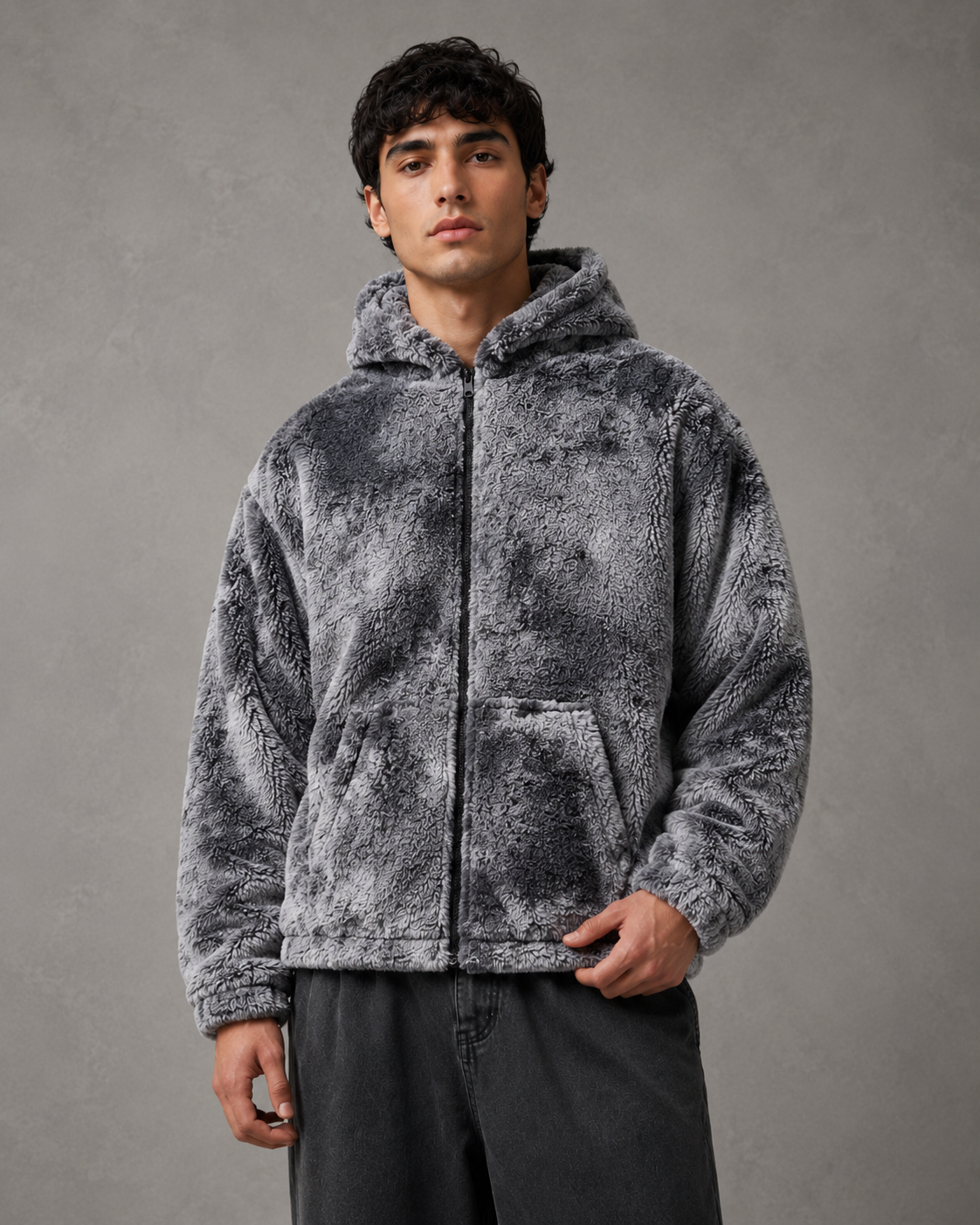 Kacob | Men's Plush Hooded Zip-Up Jacket