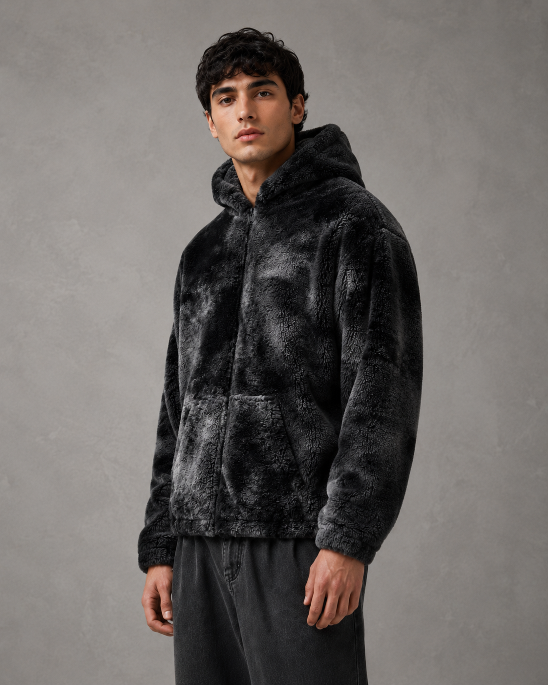 Kacob | Men's Plush Hooded Zip-Up Jacket