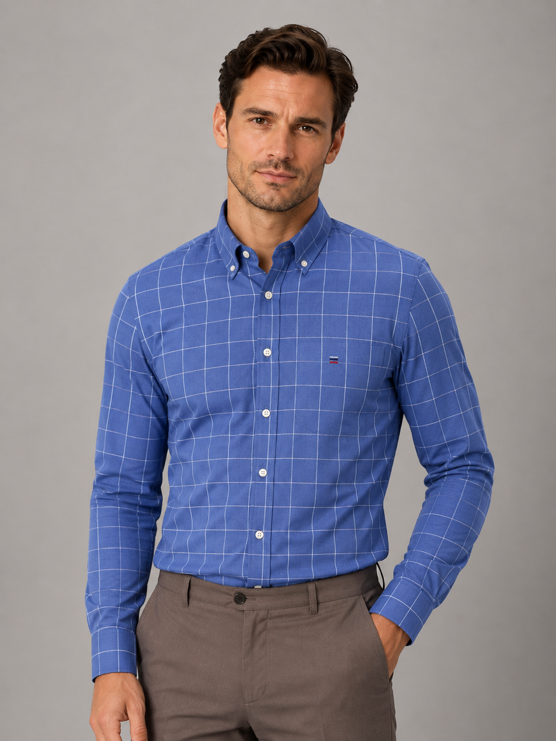 Kacob | Men's Regular Fit Long Sleeve Dress Shirt