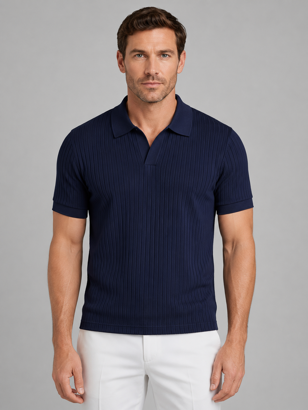 Kacob | Men's Ribbed Short Sleeve Polo Shirt