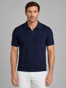 Kacob | Men's Ribbed Short Sleeve Polo Shirt