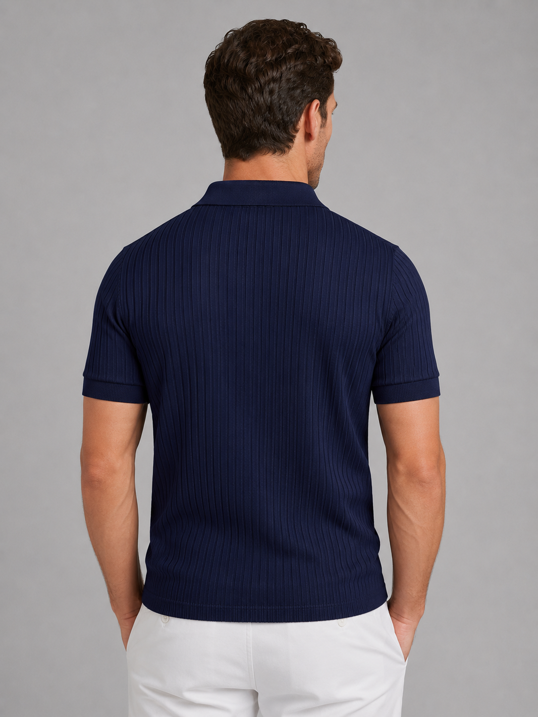 Kacob | Men's Ribbed Short Sleeve Polo Shirt