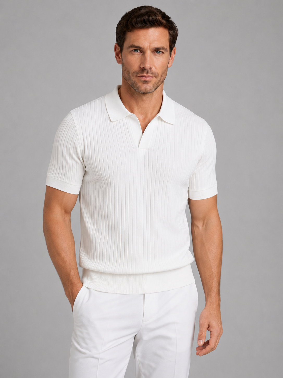 Kacob | Men's Ribbed Short Sleeve Polo Shirt