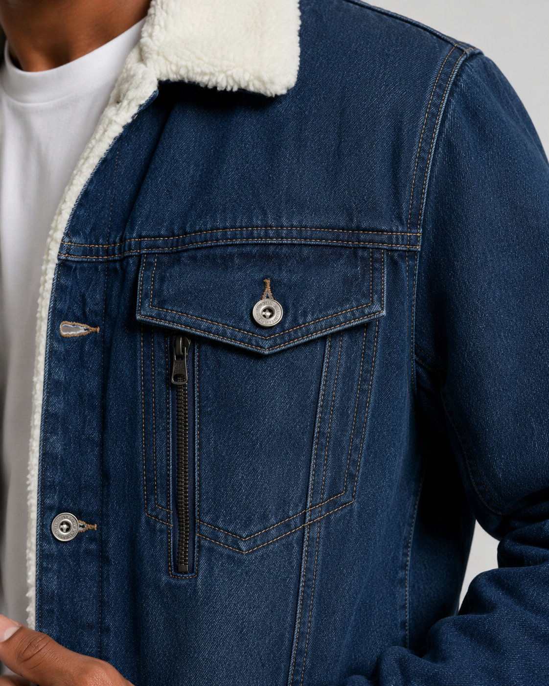 Kacob | Men's Sherpa Lined Denim Trucker Jacket