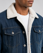 Kacob | Men's Sherpa Lined Denim Trucker Jacket