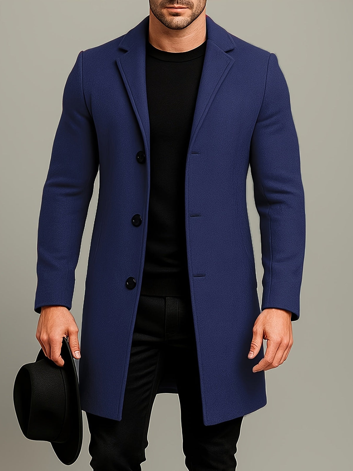 Kacob | Men's Single-Breasted Tailored Winter Trench Coat
