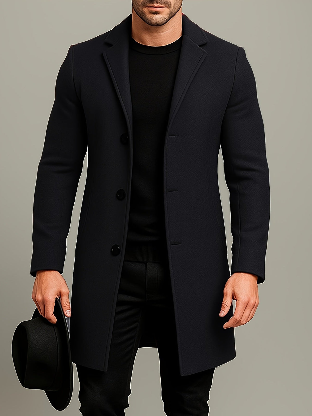 Kacob | Men's Single-Breasted Tailored Winter Trench Coat