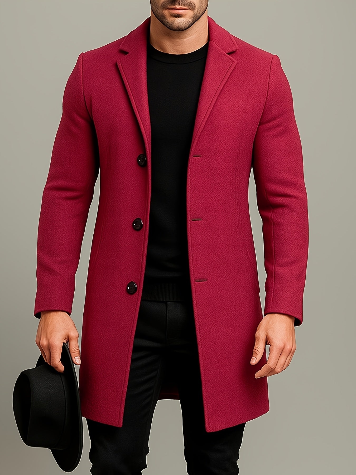 Kacob | Men's Single-Breasted Tailored Winter Trench Coat