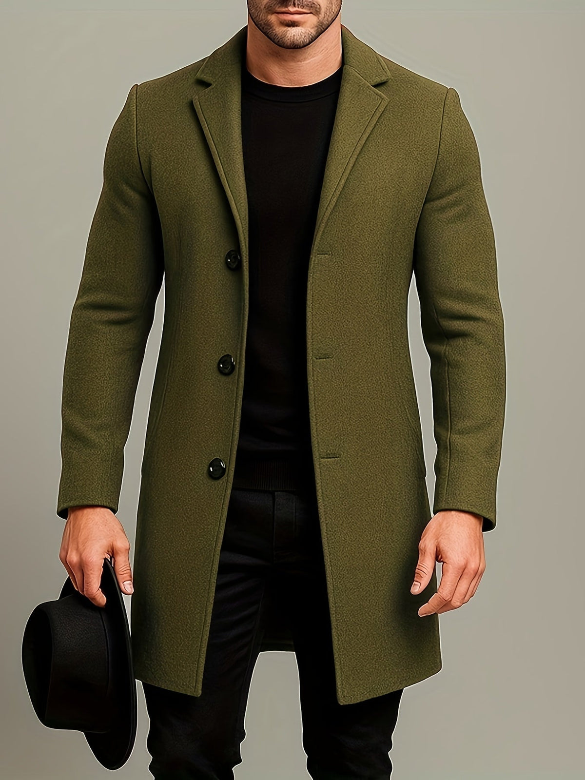 Kacob | Men's Single-Breasted Tailored Winter Trench Coat
