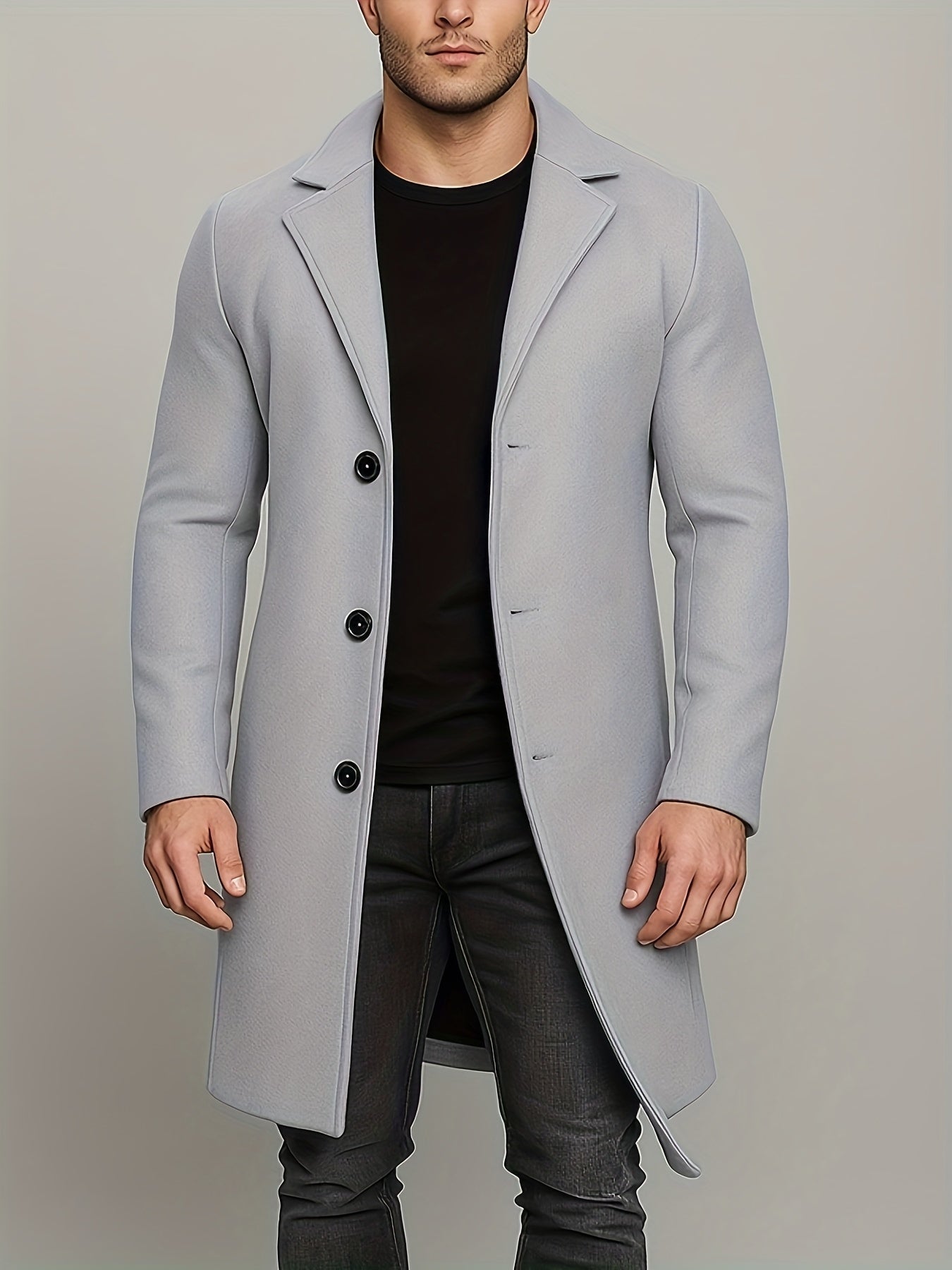 Kacob | Men's Single-Breasted Tailored Winter Trench Coat