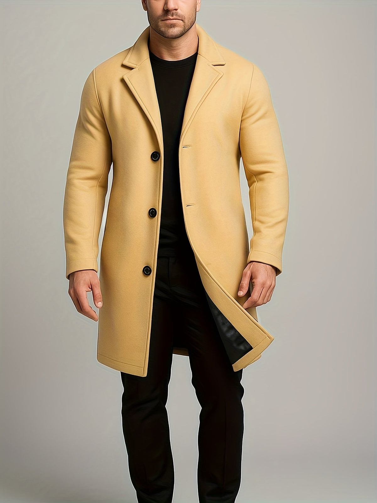 Kacob | Men's Single-Breasted Tailored Winter Trench Coat