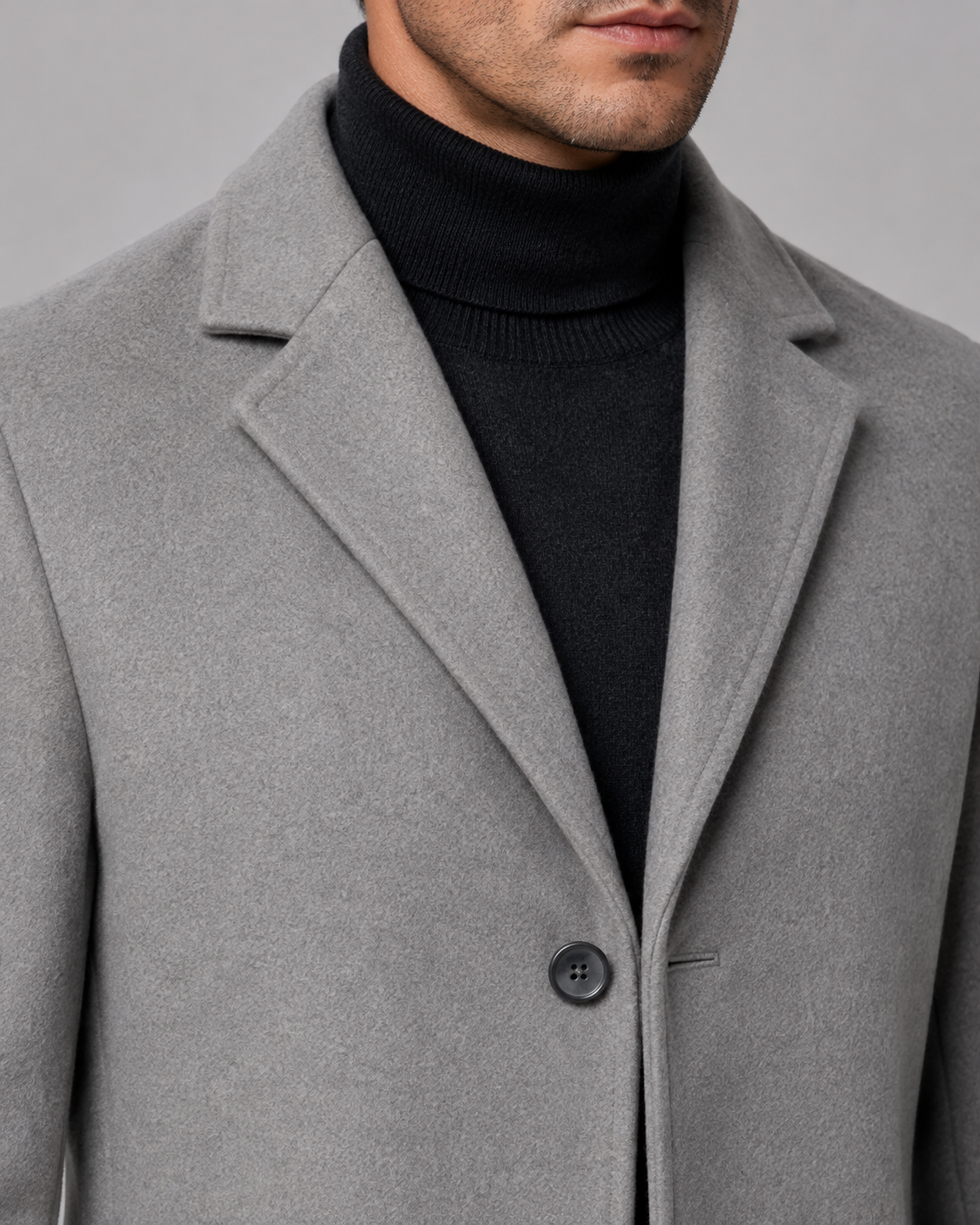 Kacob | Men's Single-Breasted Wool-Blend Coat