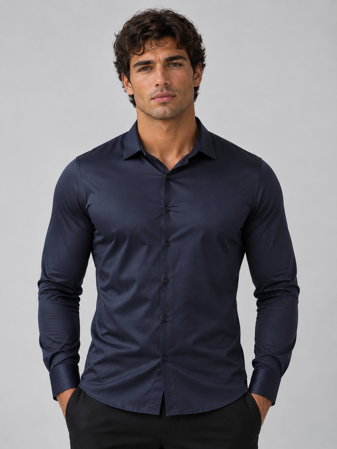 Men's Slim Fit Sheen Finish Stretch Shirt