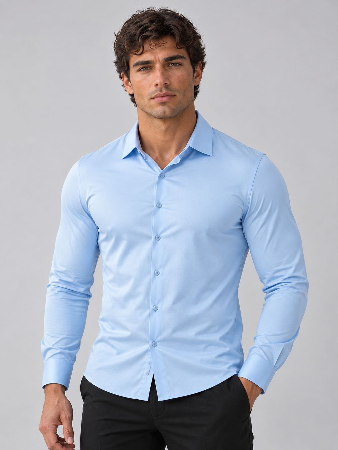 Men's Slim Fit Sheen Finish Stretch Shirt