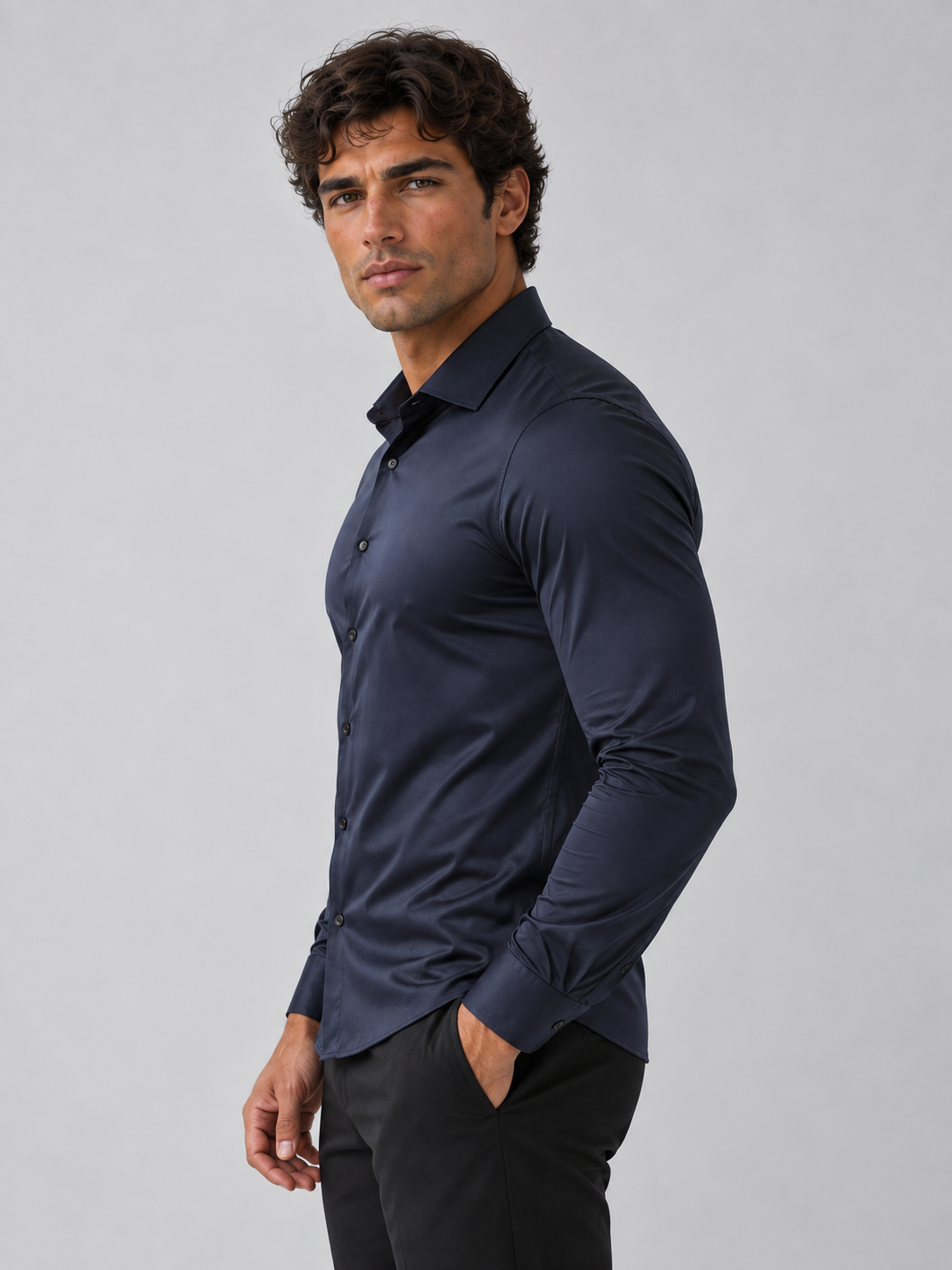 Men's Slim Fit Sheen Finish Stretch Shirt