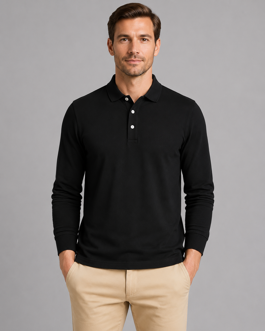 Kacob | Men's Smart Casual Long Sleeve Polo Shirt