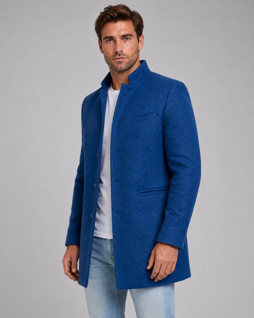 Kacob | Men's Stand Collar Wool-Blend Coat