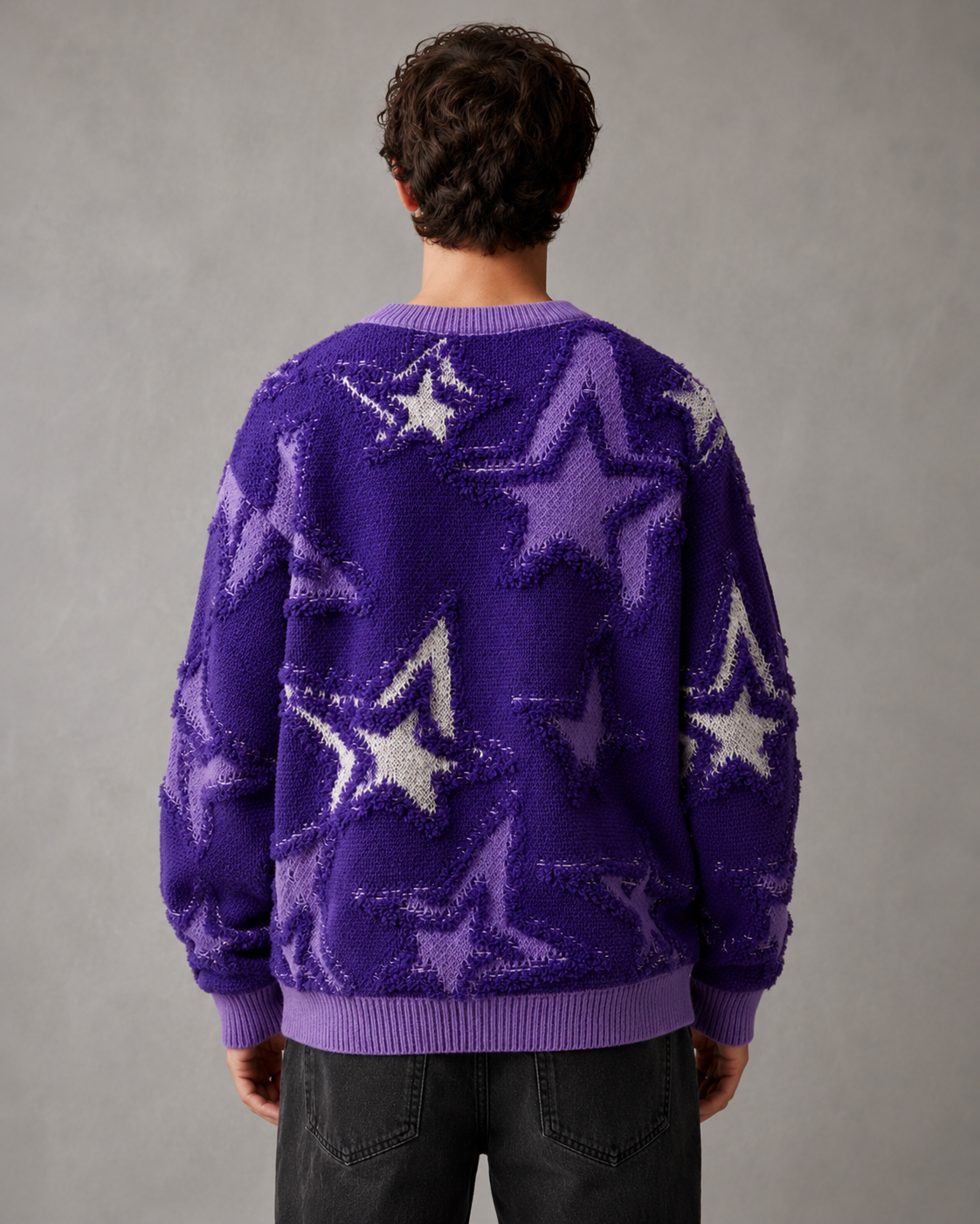 Kacob | Men's Star Motif Textured Relaxed Knit Jumper
